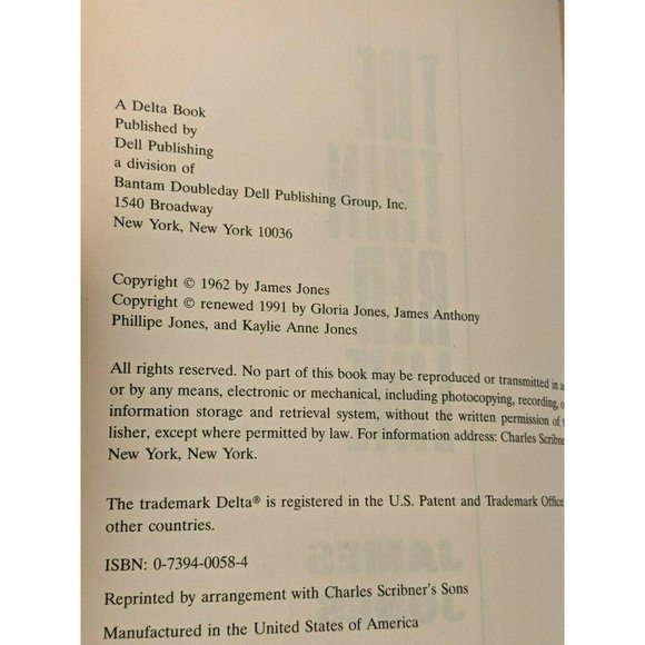 HC/DJ Book - The Thin Red Line by James Jones 1991 WWII Army Rare! - Picture 4 of 4